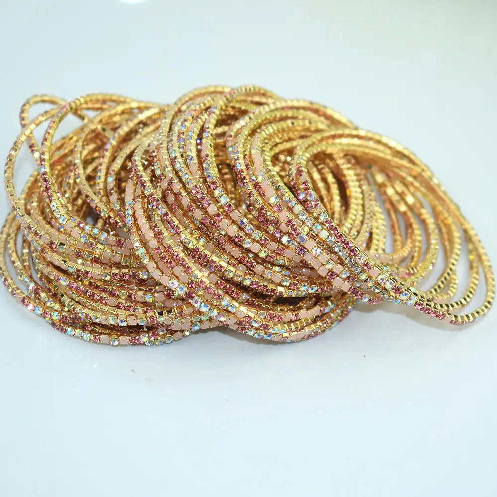 10 Pack 2mm Single Row Indian Rhinestone Bracelets - Image 10