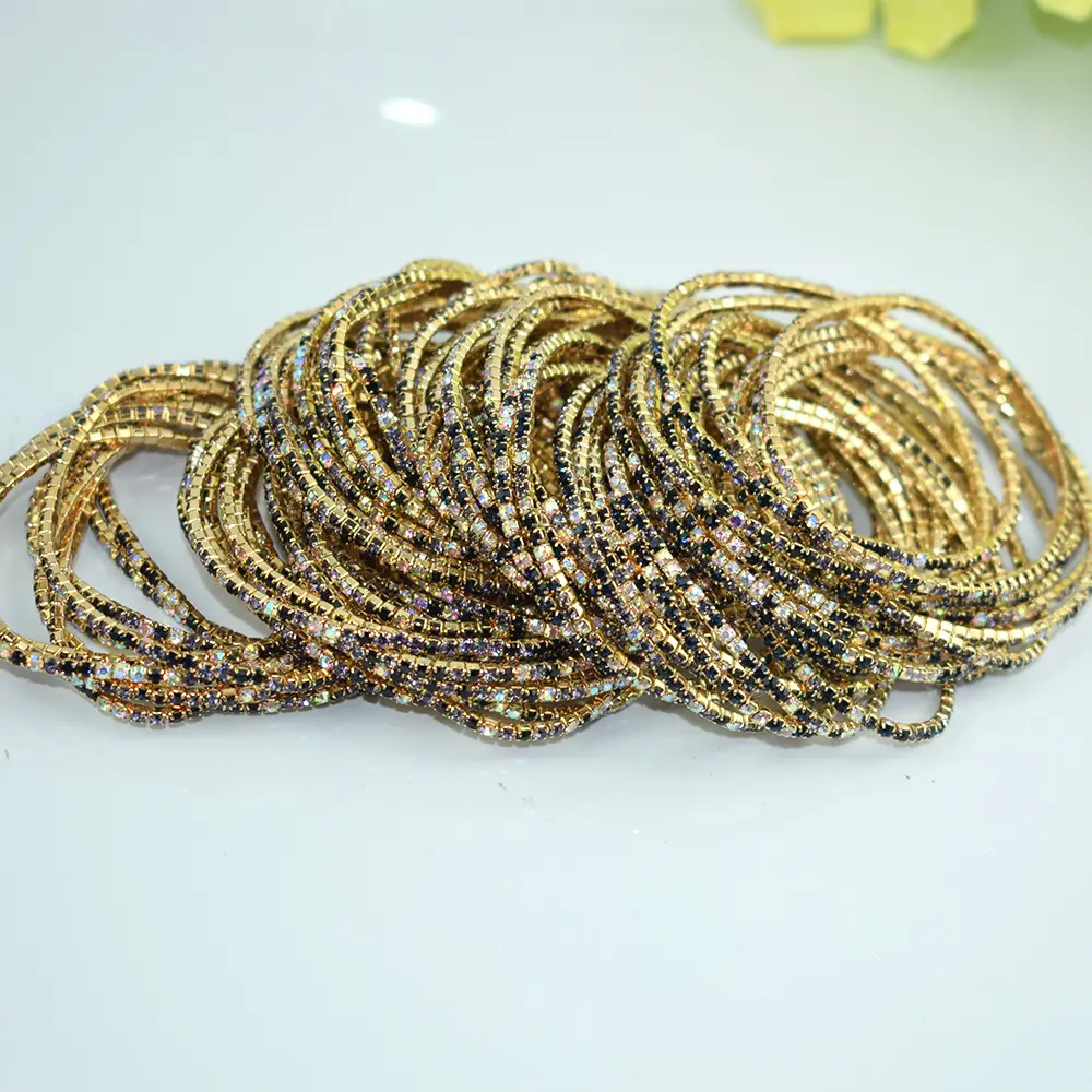 10 Pack 2mm Single Row Indian Rhinestone Bracelets - Image 14