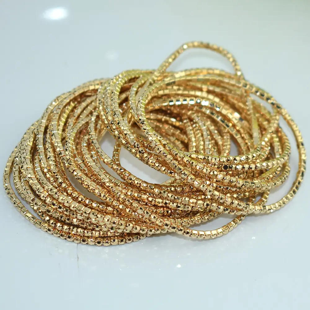 10 Pack 2mm Single Row Indian Rhinestone Bracelets - Image 3