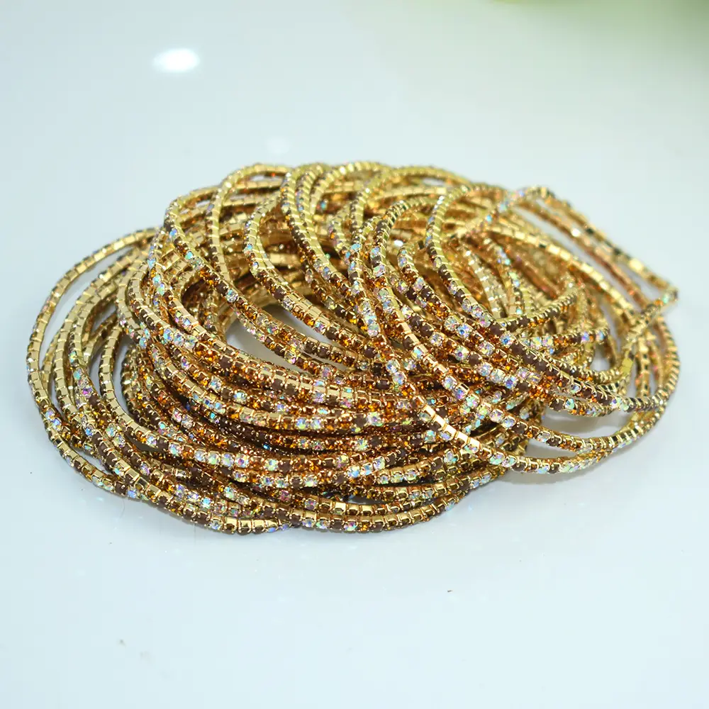 10 Pack 2mm Single Row Indian Rhinestone Bracelets - Image 5