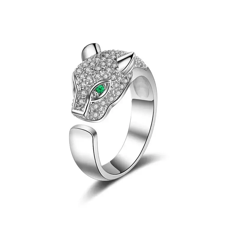 Leopard Head Ring with Full Diamond Open Design — feature 3