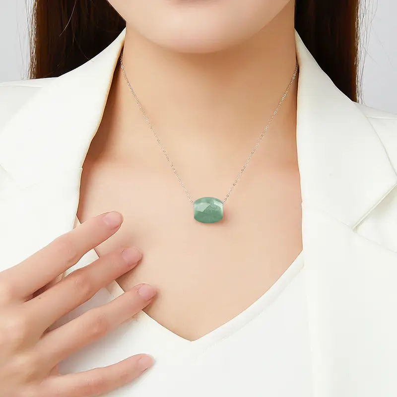 Green Jade Bean Necklace for Women - Image 6