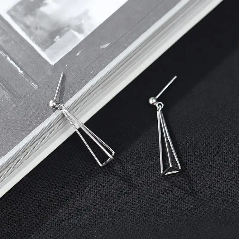 S925 Silver Geometric Triangle Earrings for Women - Image 4