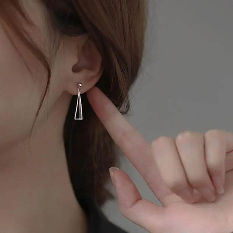 S925 Silver Geometric Triangle Earrings for Women - Image 5