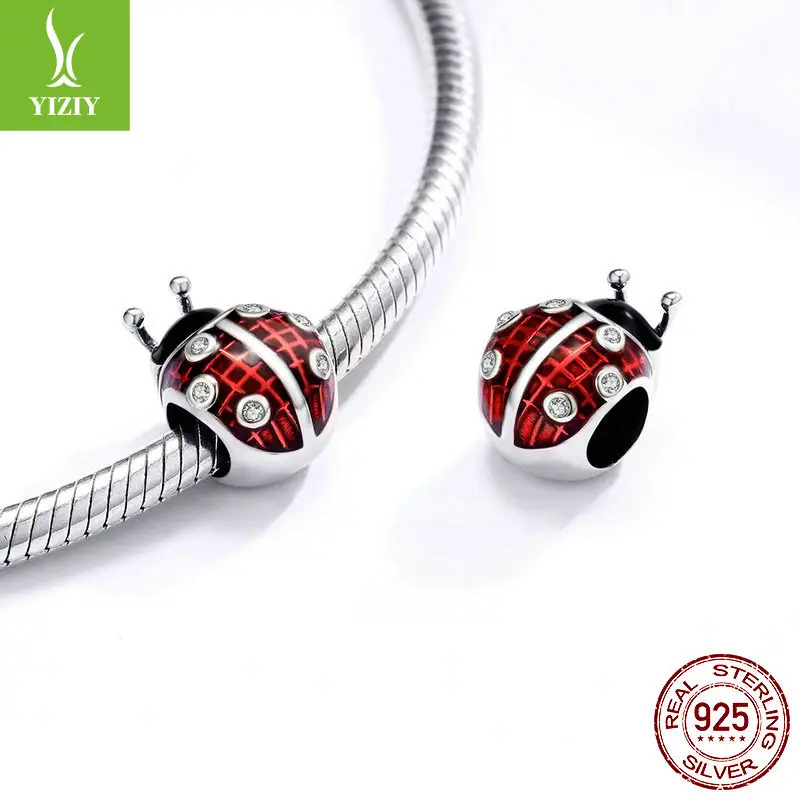 Yinziy Silver Ladybug Bracelet with Red Drop - Image 4