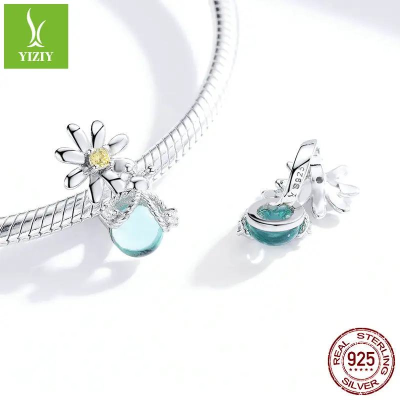 Yinziy Silver Ladybug Bracelet with Red Drop - Image 5