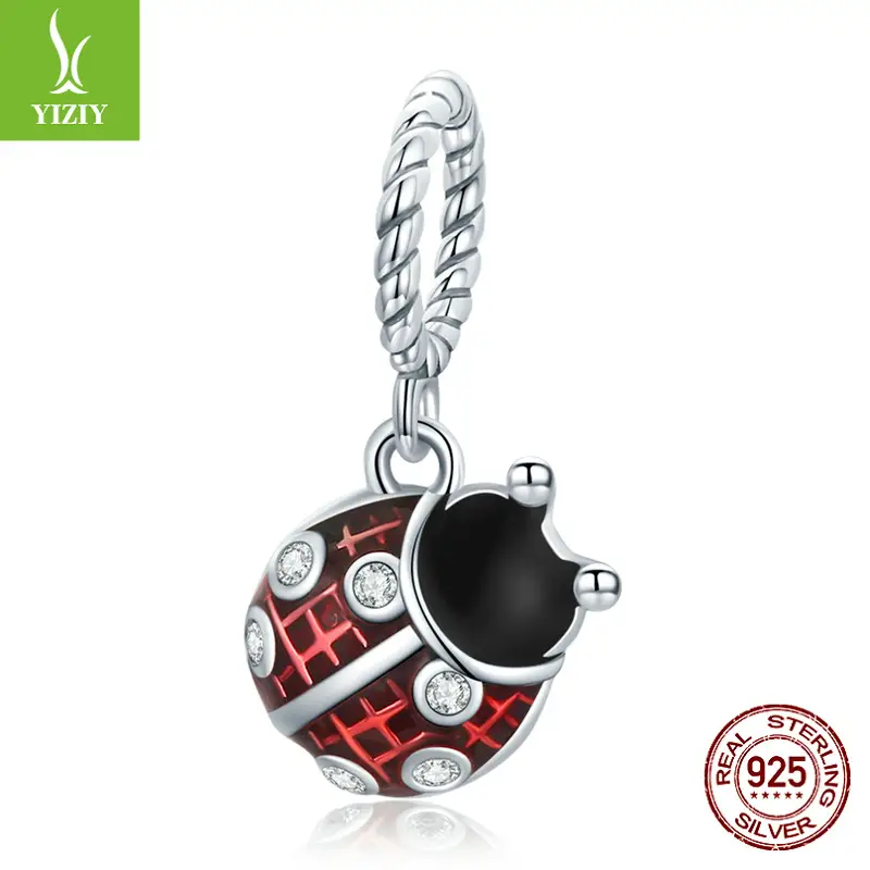 Yinziy Silver Ladybug Bracelet with Red Drop - Image 2