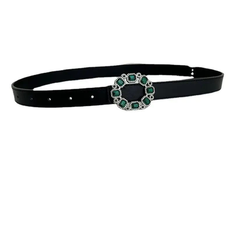 Black Rhinestone Belt with Elegant Buckle for Women - Image 11
