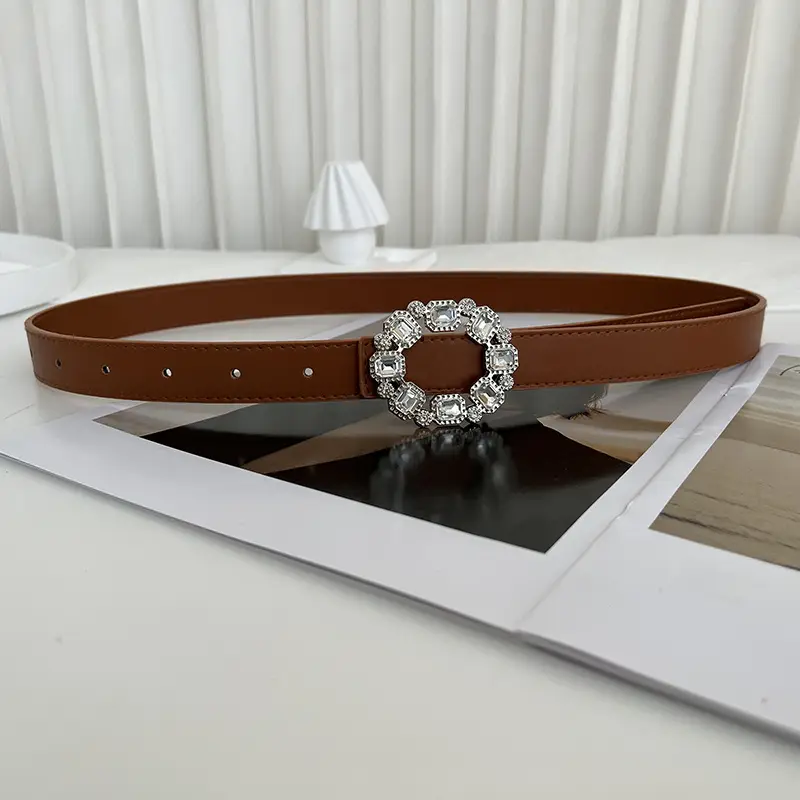 Black Rhinestone Belt with Elegant Buckle for Women - Image 4