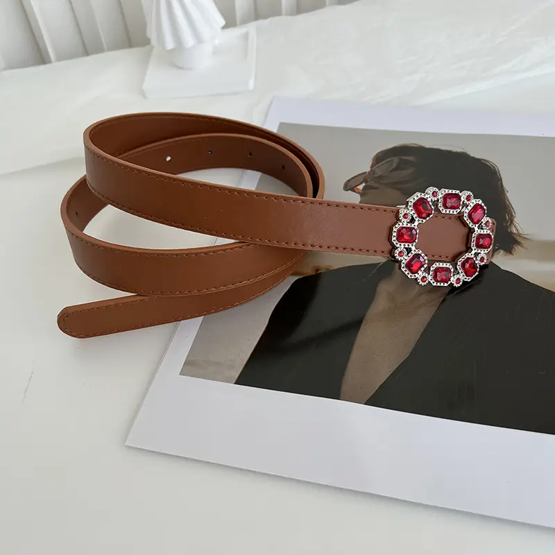 Black Rhinestone Belt with Elegant Buckle for Women - Image 6