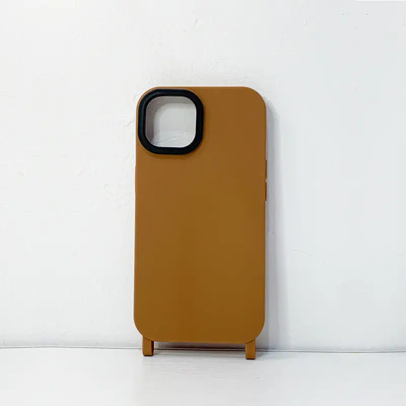 Silicone Phone Case for Apple 16promax, Brown, 14/13pro, Crossbody