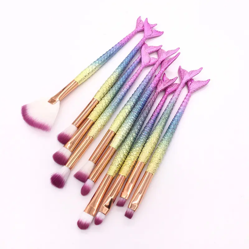 New Mermaid 10 Fishtail Eye Makeup Brushes Set — feature 10
