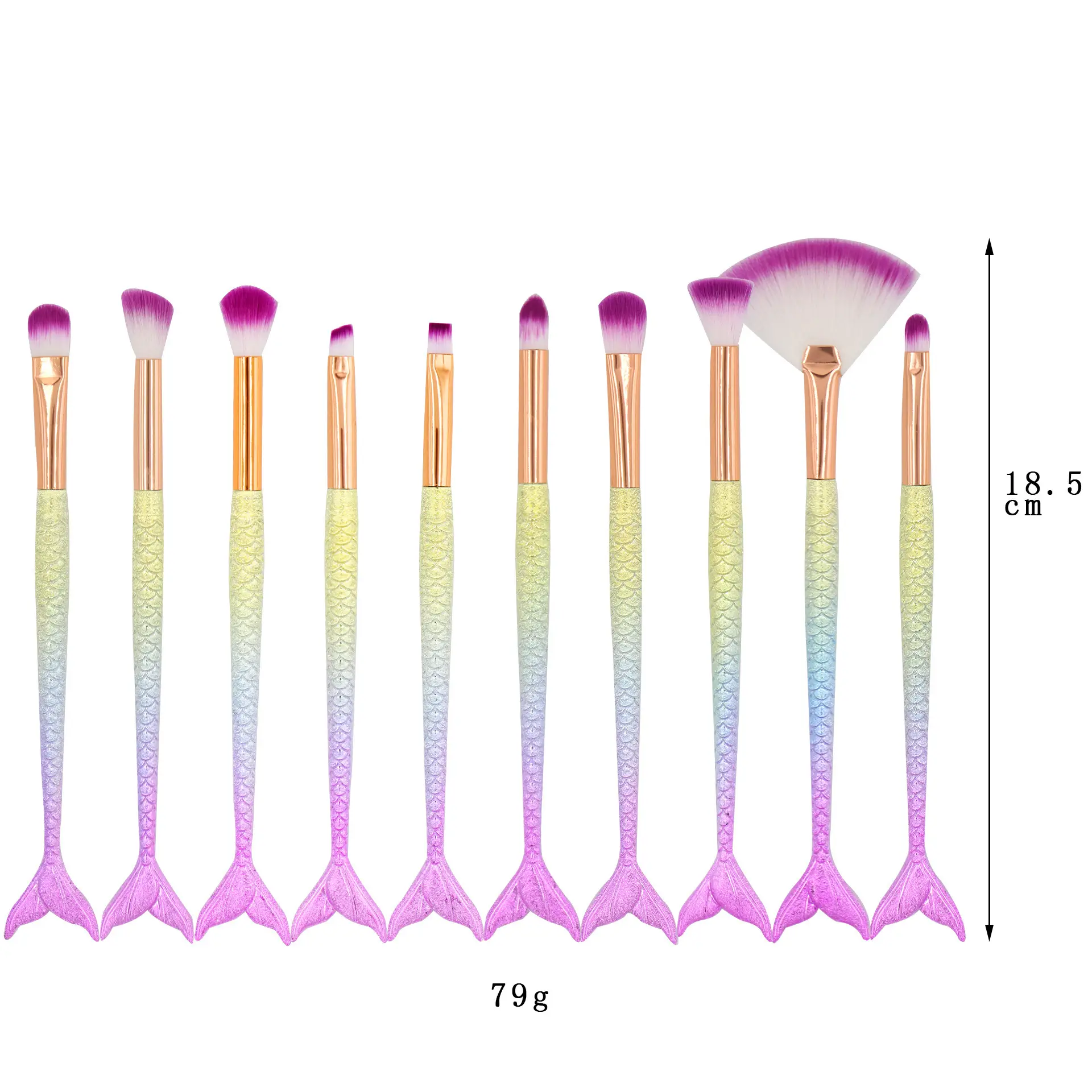New Mermaid 10 Fishtail Eye Makeup Brushes Set — feature 2