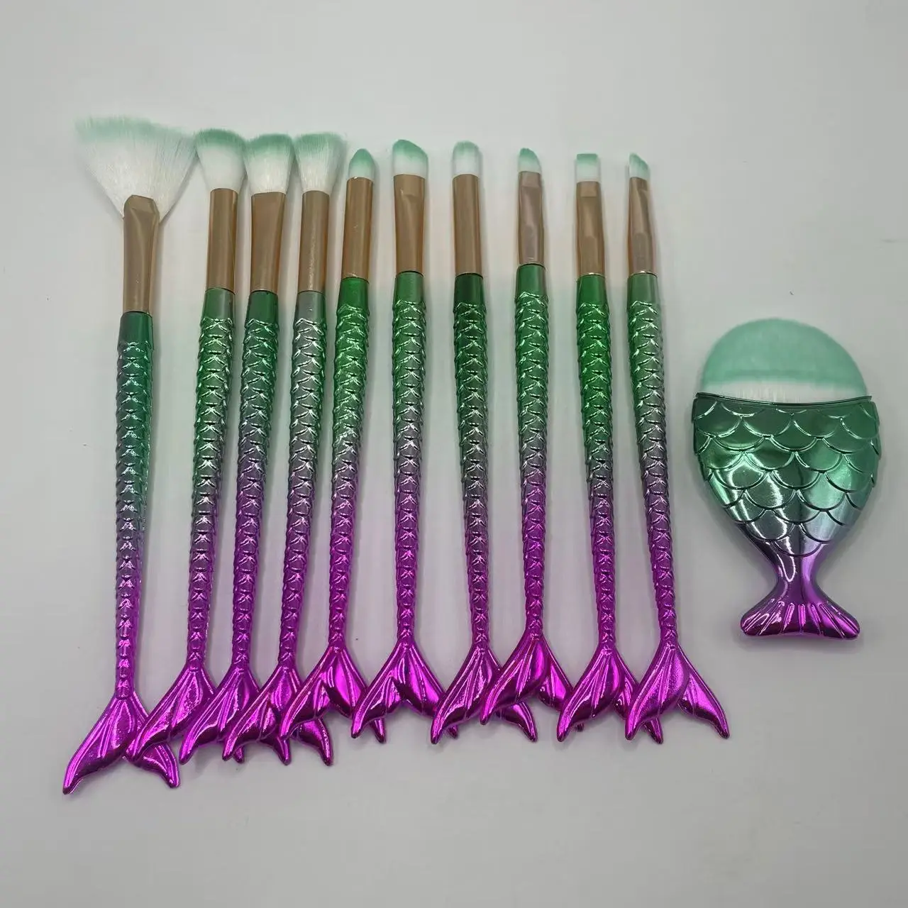 New Mermaid 10 Fishtail Eye Makeup Brushes Set — feature 24