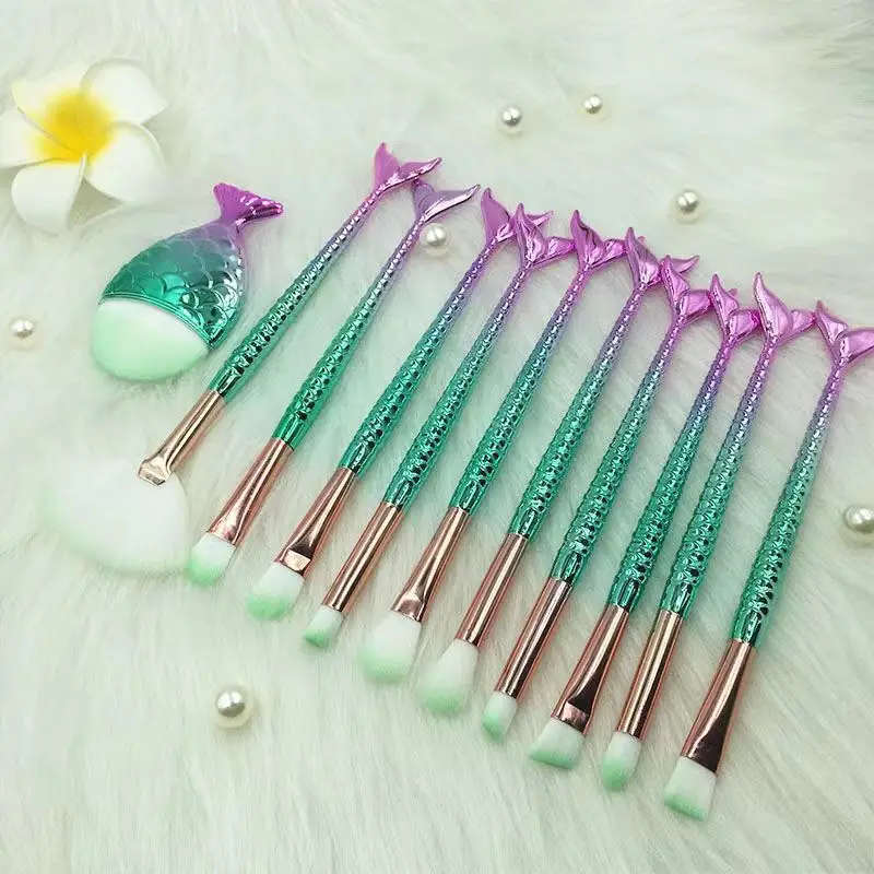 New Mermaid 10 Fishtail Eye Makeup Brushes Set — feature 25