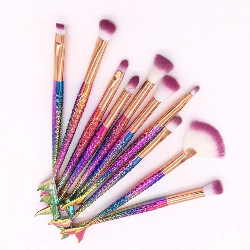 New Mermaid 10 Fishtail Eye Makeup Brushes Set — feature 3