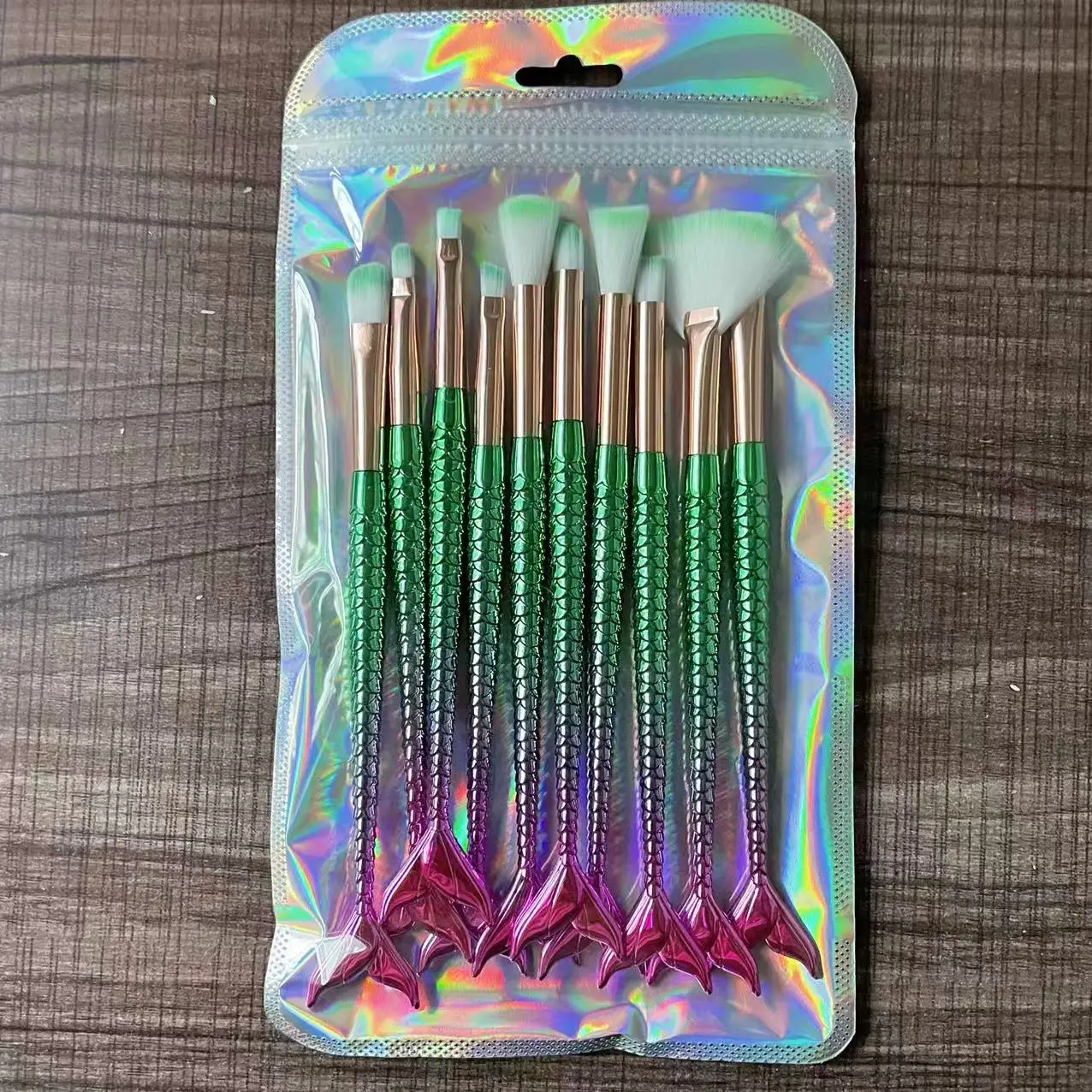 New Mermaid 10 Fishtail Eye Makeup Brushes Set - Image 2