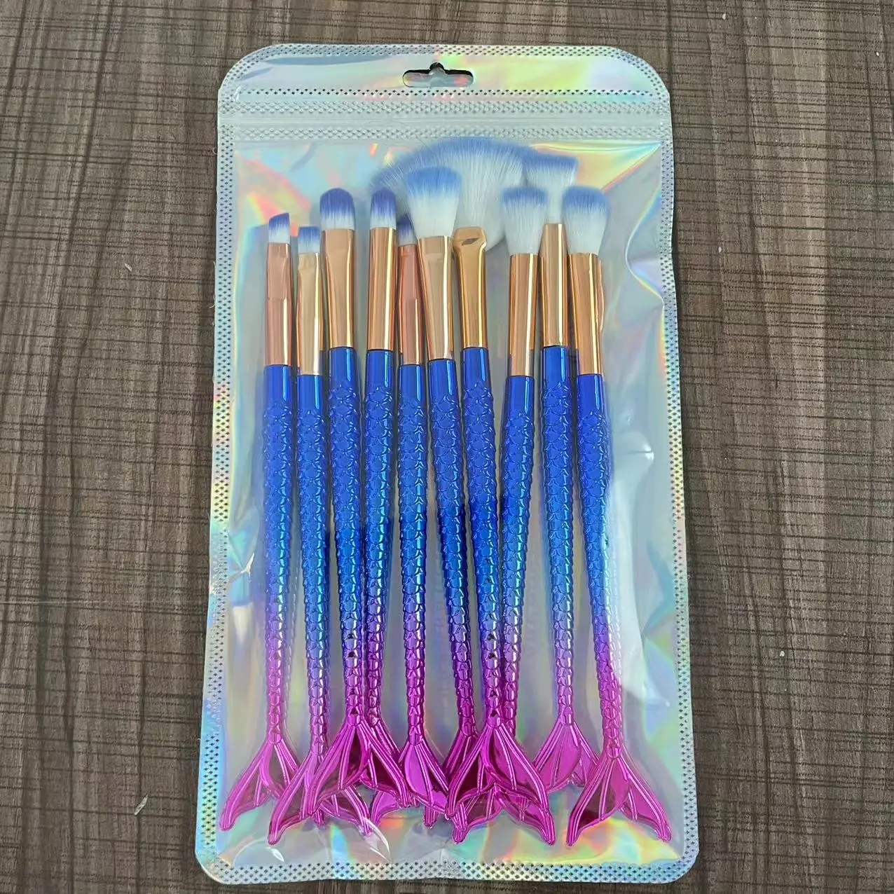 New Mermaid 10 Fishtail Eye Makeup Brushes Set - Image 3