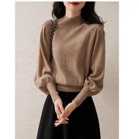 Women Black Knit Sweatshirt with Long Sleeve & High Waist - Image 6