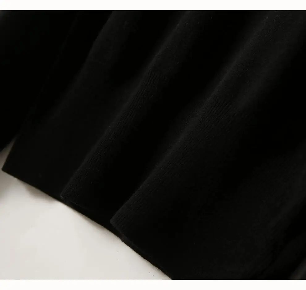 Women Black Knit Sweatshirt with Long Sleeve & High Waist — feature 32