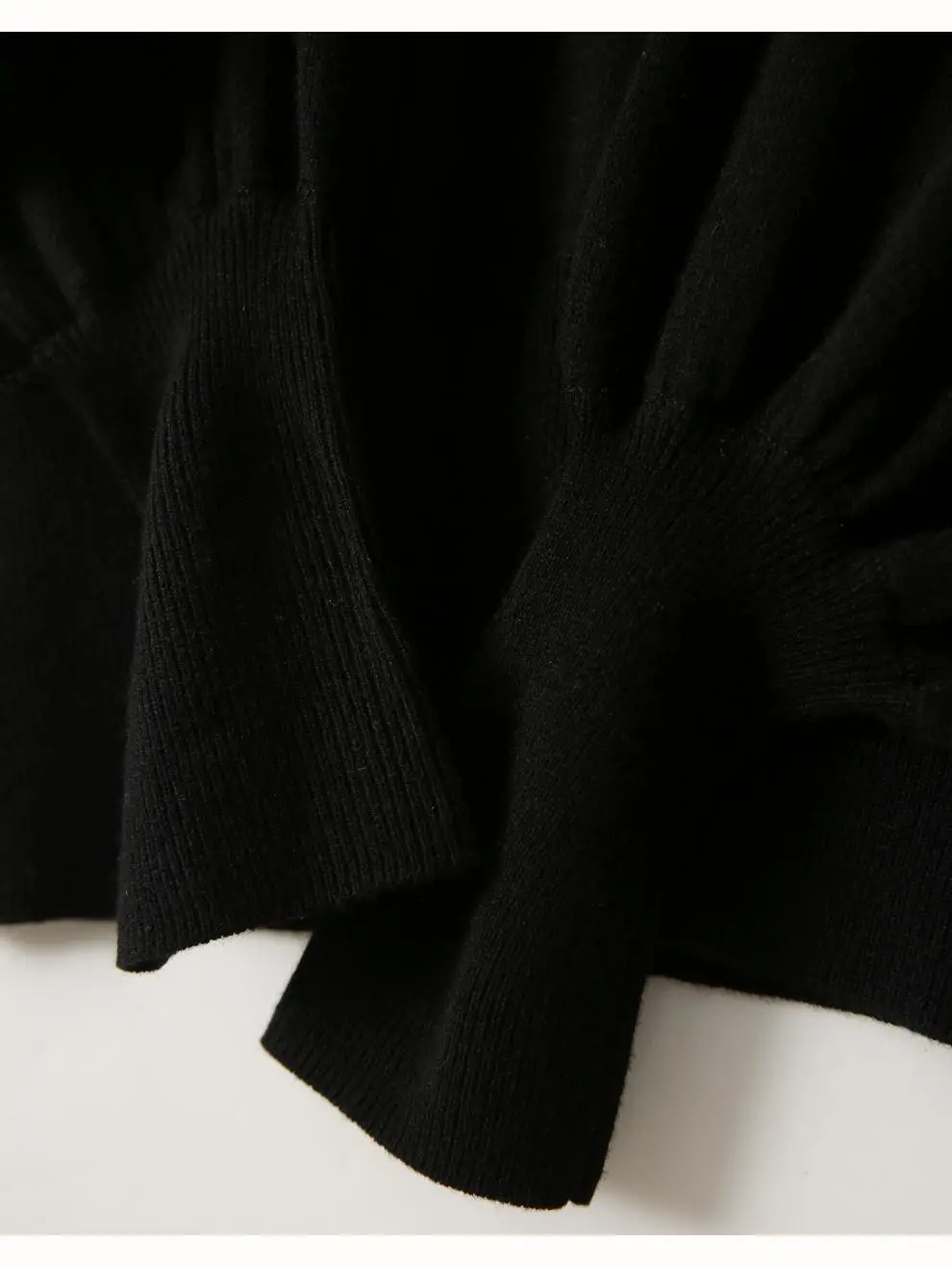 Women Black Knit Sweatshirt with Long Sleeve & High Waist — feature 33