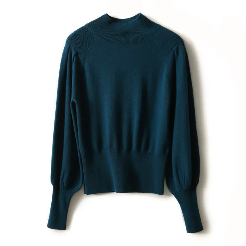 Women Black Knit Sweatshirt with Long Sleeve & High Waist — feature 34