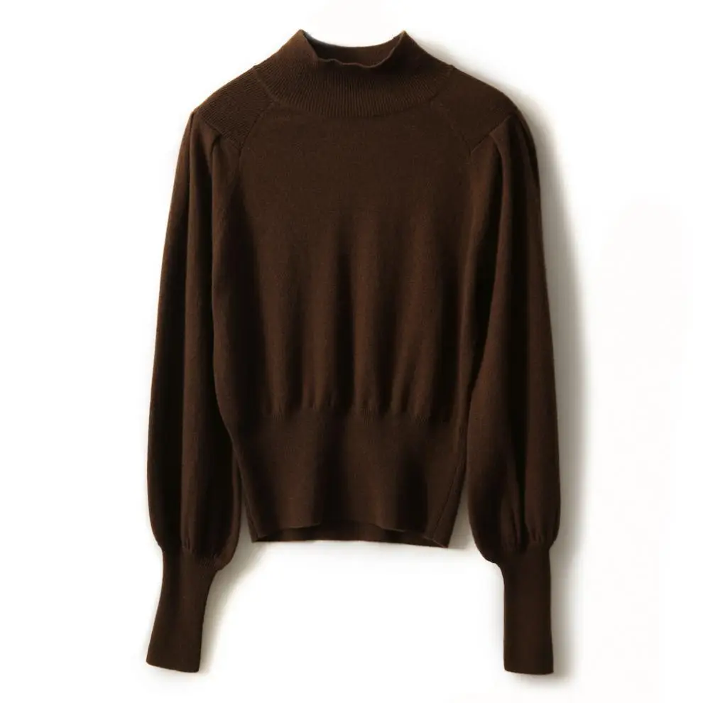 Women Black Knit Sweatshirt with Long Sleeve & High Waist — feature 38