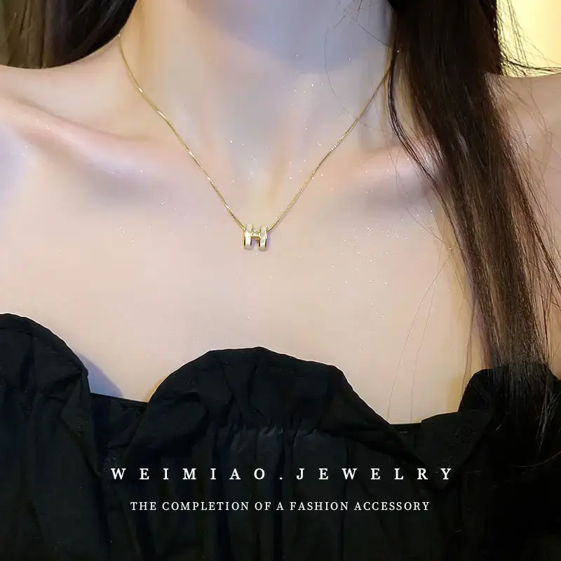 Real Gold Electroplated Zircon H-Letter Clavicle Chain Necklace for Women - Image 18