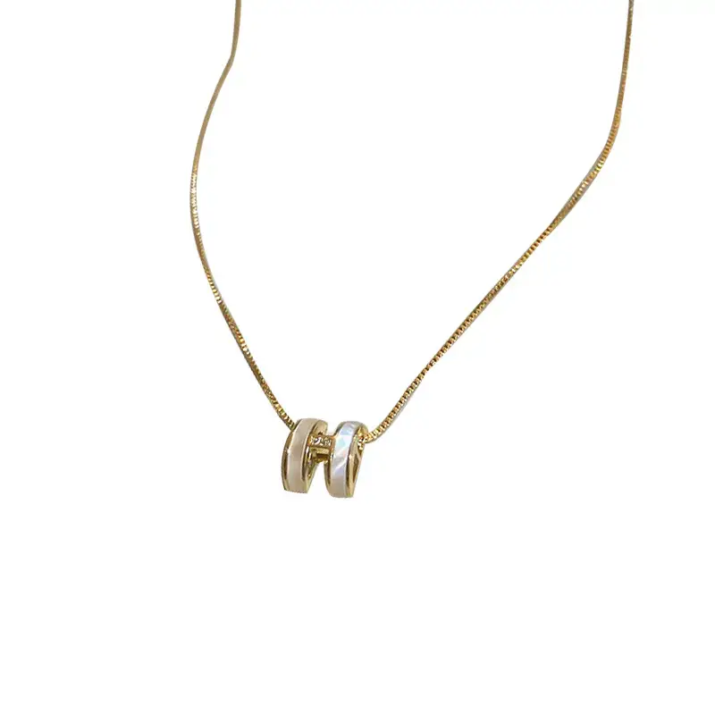 Real Gold Electroplated Zircon H-Letter Clavicle Chain Necklace for Women - Image 19