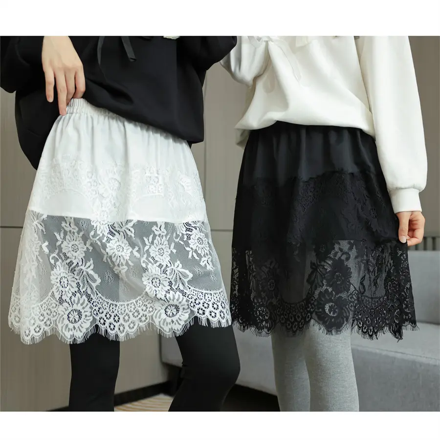 2022 Spring Sweater Set White Black Lace Bottom Large — feature 16