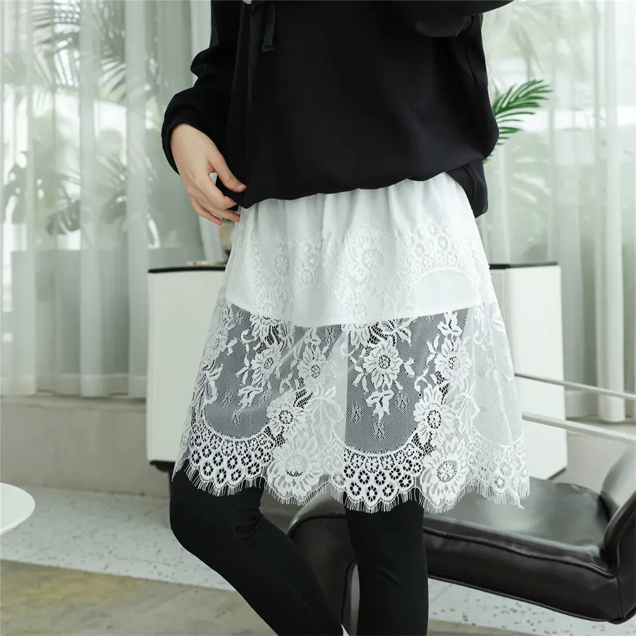 2022 Spring Sweater Set White Black Lace Bottom Large — feature 22