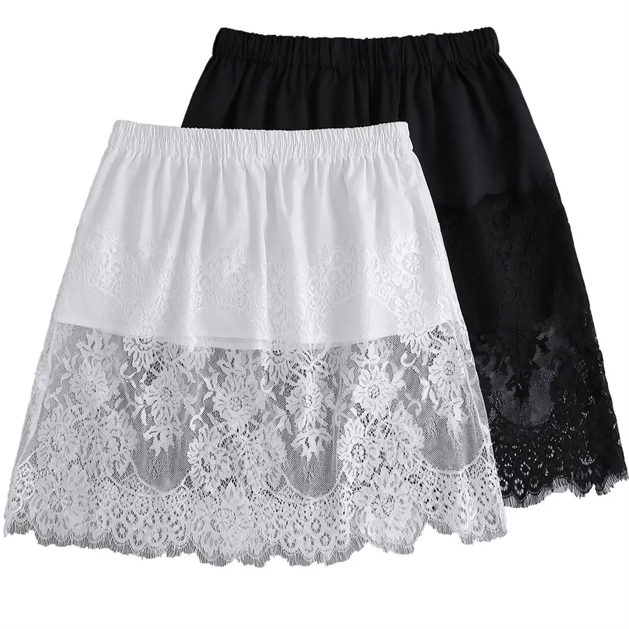 2022 Spring Sweater Set White Black Lace Bottom Large — feature 26
