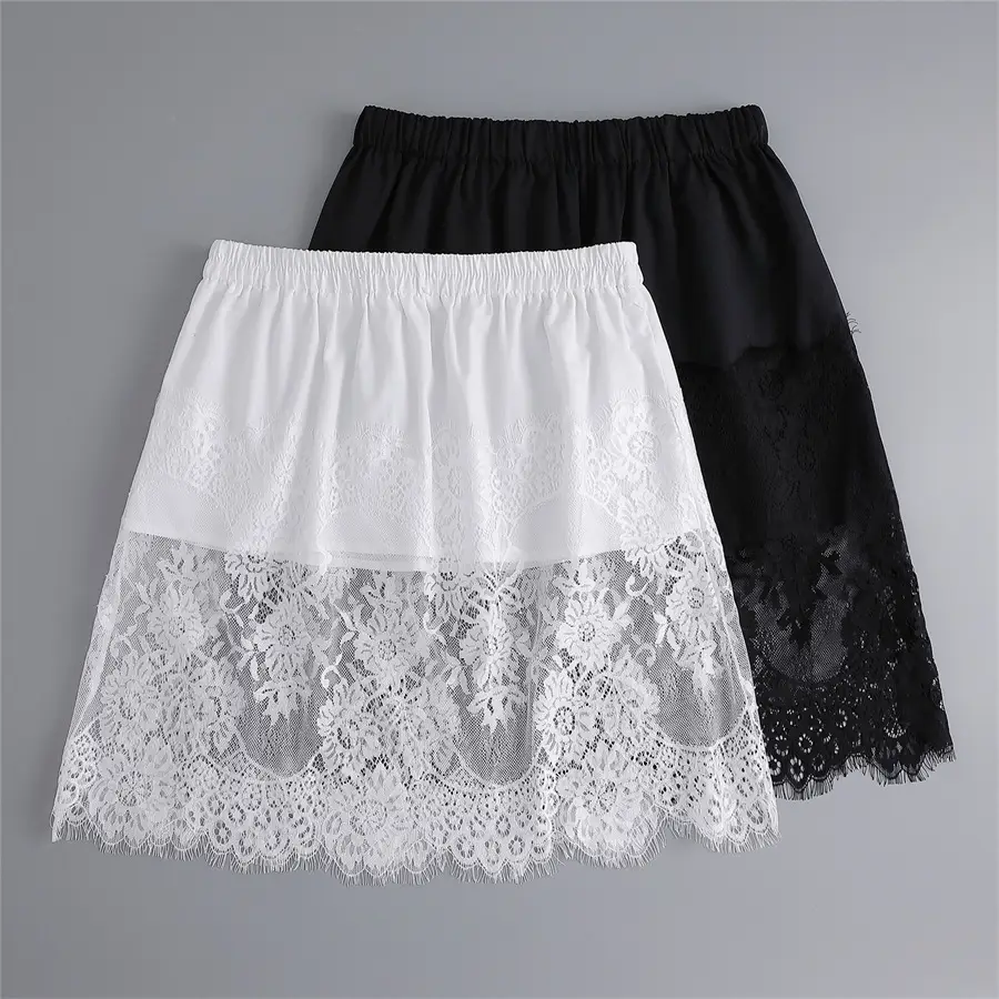 2022 Spring Sweater Set White Black Lace Bottom Large — feature 4