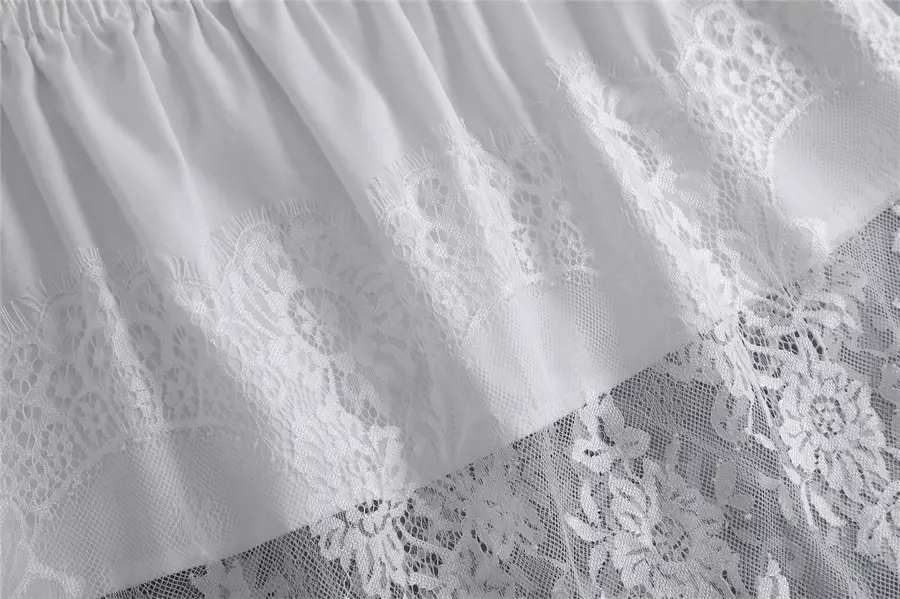 2022 Spring Sweater Set White Black Lace Bottom Large — feature 8