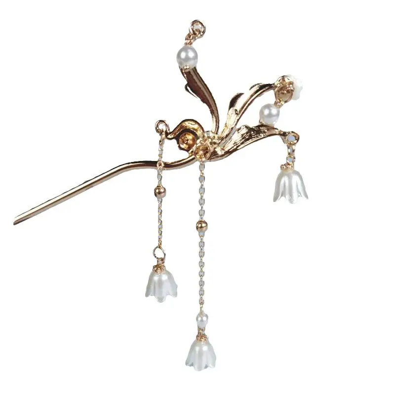 New Chinoiserie Hairpin with Iris & Pearl Tassels - Image 5