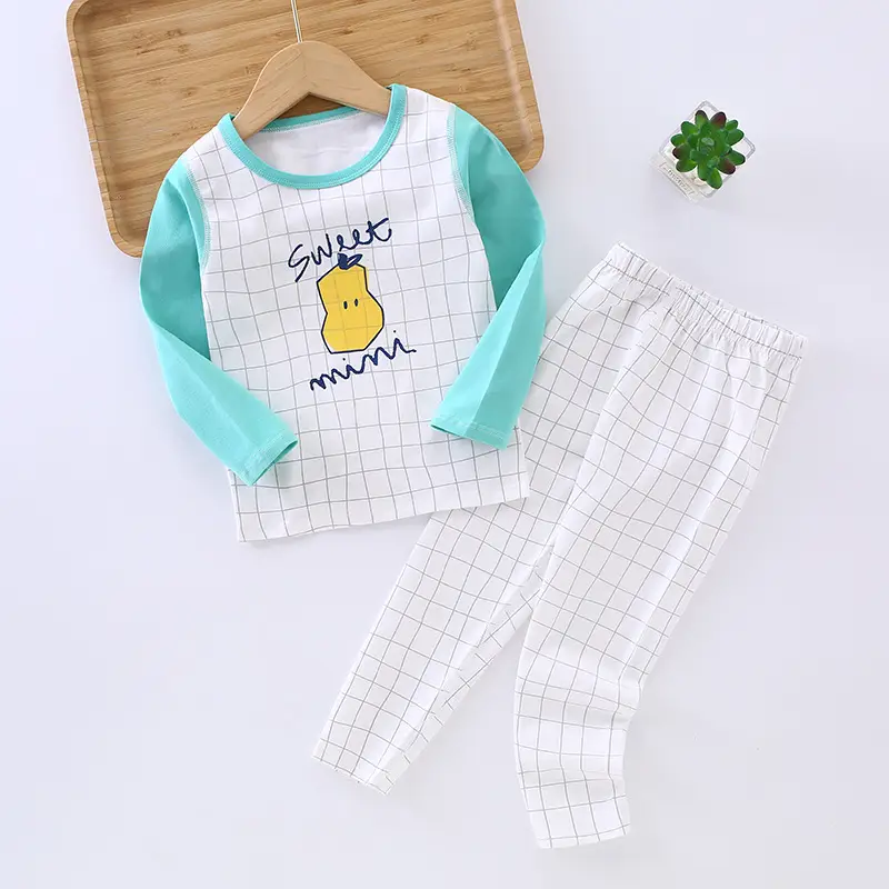 Boneless Kids Pajamas Set Yellow Striped Cotton Long Trousers