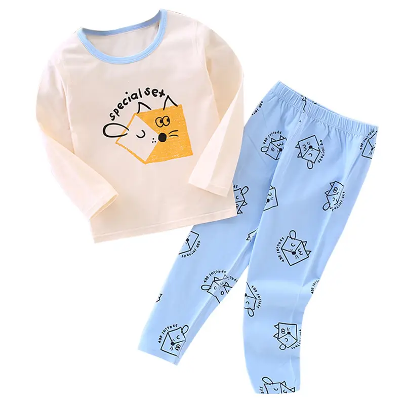 Boneless Kids Pajamas Set Yellow Striped Cotton Long Trousers