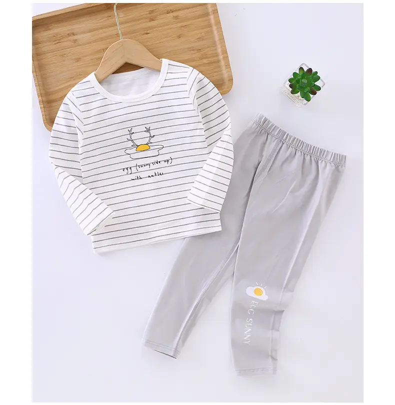 Boneless Kids Pajamas Set Yellow Striped Cotton Long Trousers — feature 12
