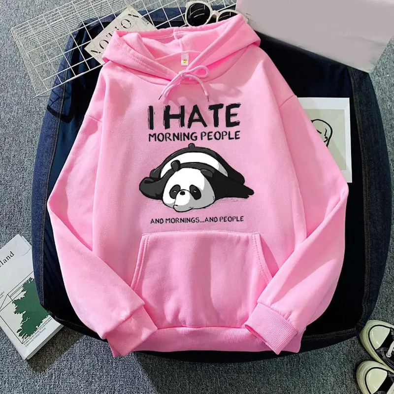 Blue Hooded Sweatshirt with Panda Print for Men Women