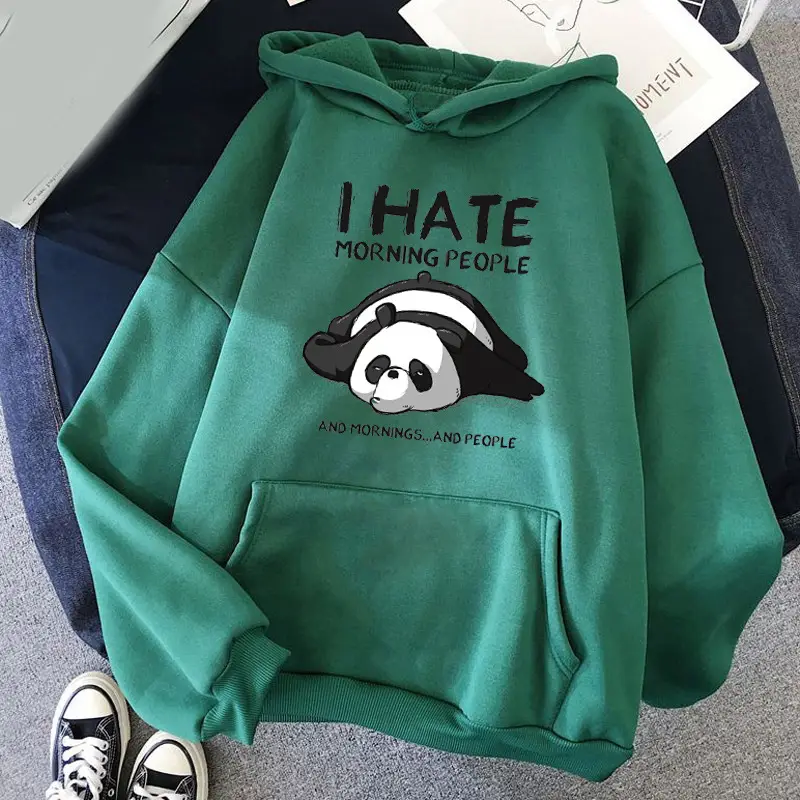 Blue Hooded Sweatshirt with Panda Print for Men Women