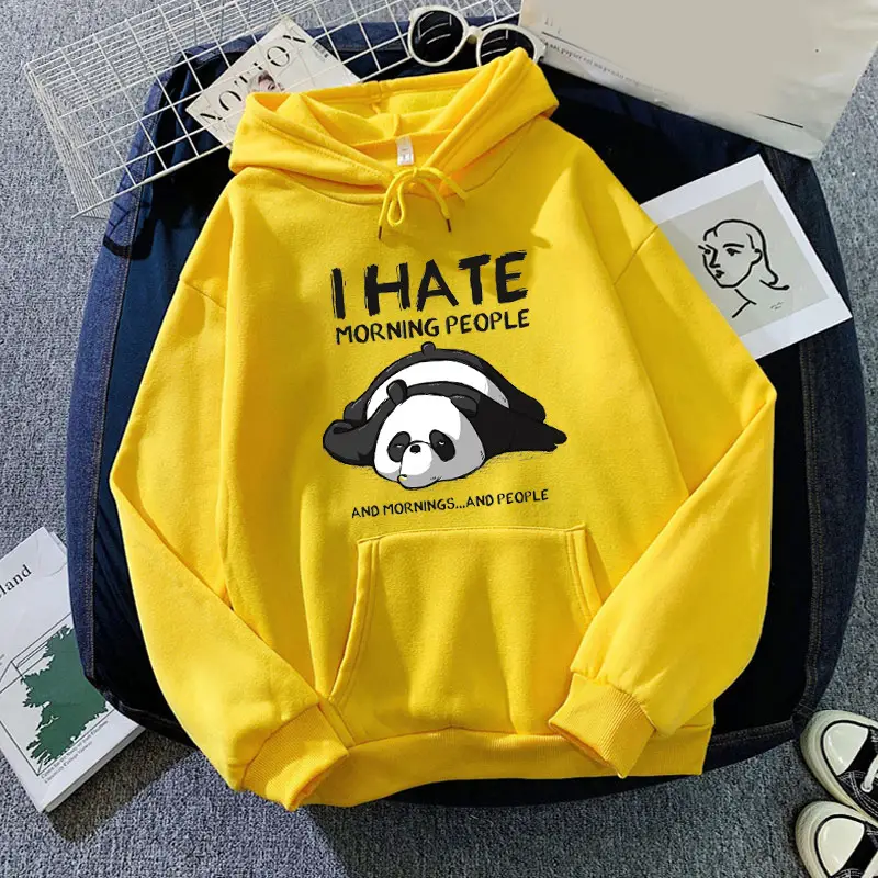 Blue Hooded Sweatshirt with Panda Print for Men Women