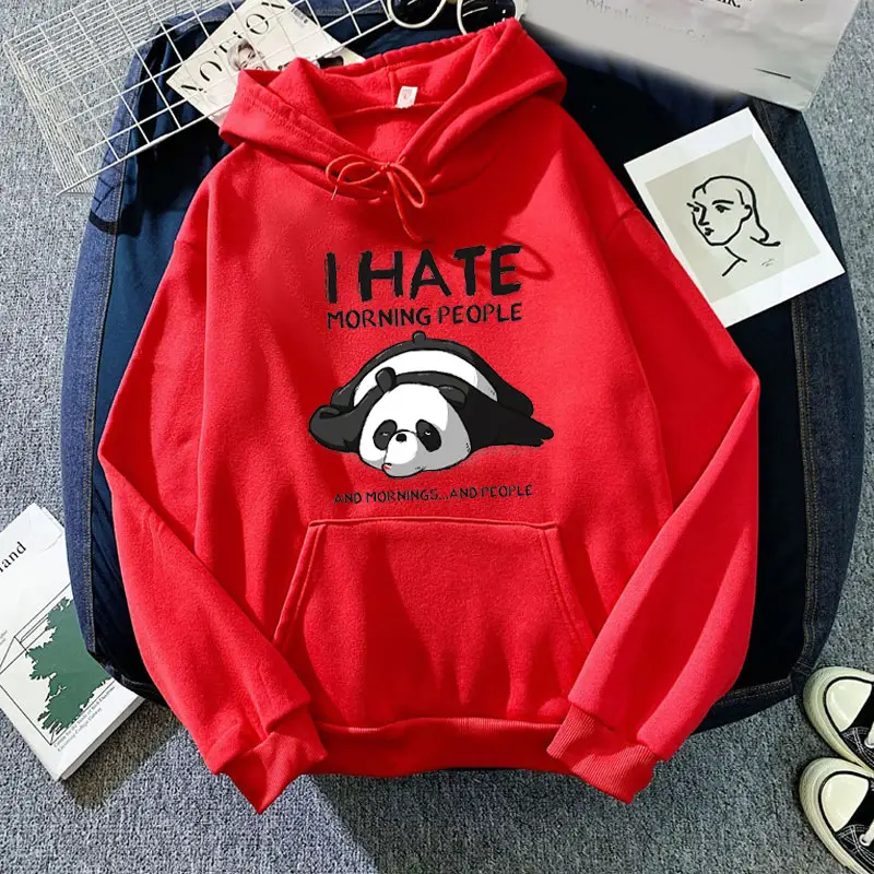 Blue Hooded Sweatshirt with Panda Print for Men Women