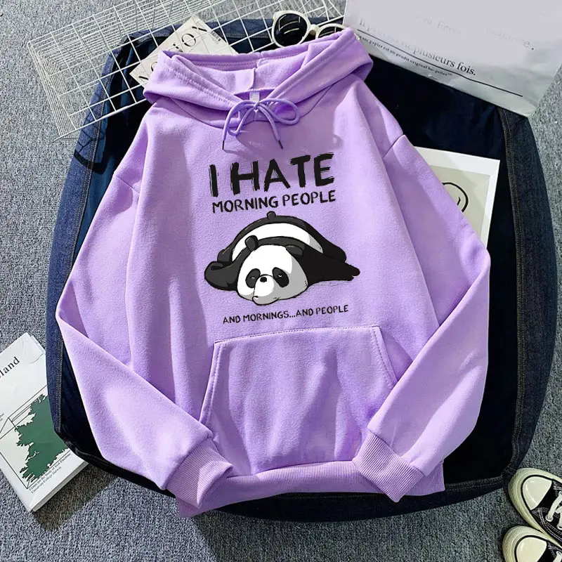 Blue Hooded Sweatshirt with Panda Print for Men Women