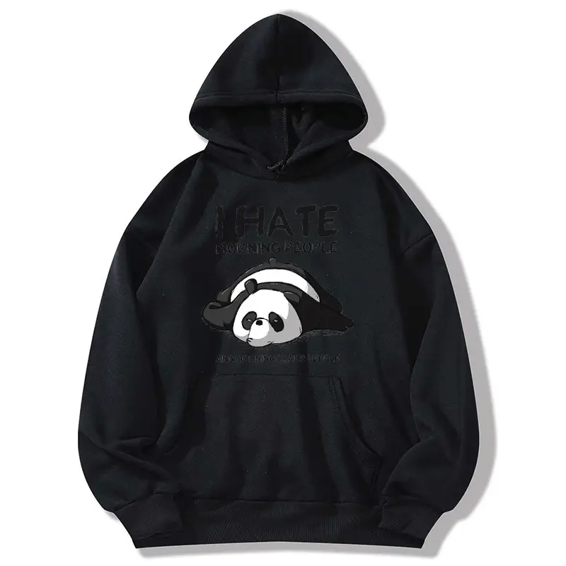 Blue Hooded Sweatshirt with Panda Print for Men Women