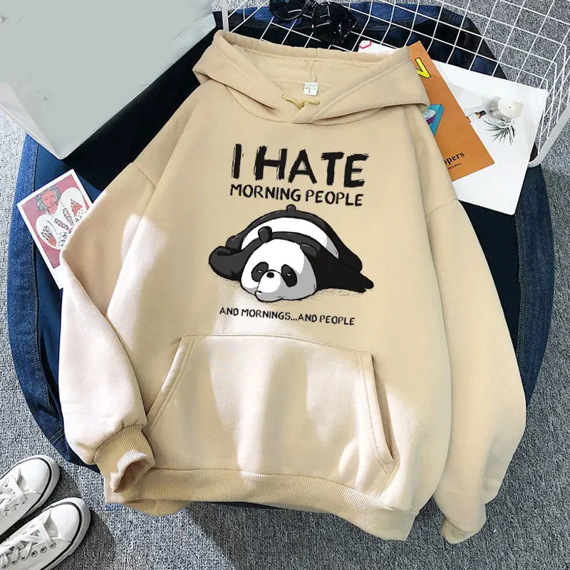 Blue Hooded Sweatshirt with Panda Print for Men Women