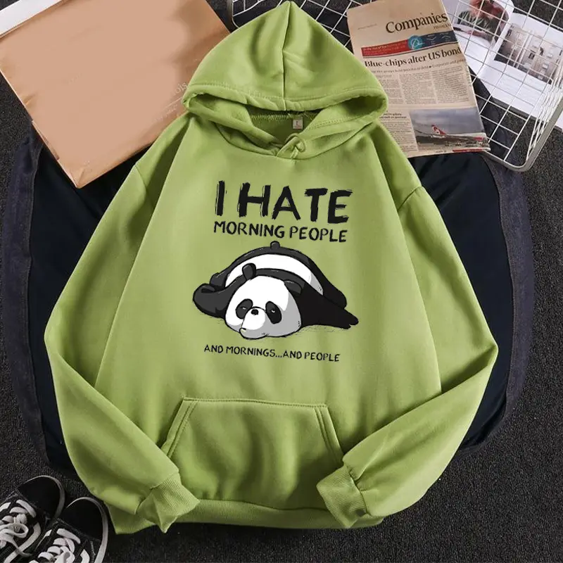 Blue Hooded Sweatshirt with Panda Print for Men Women