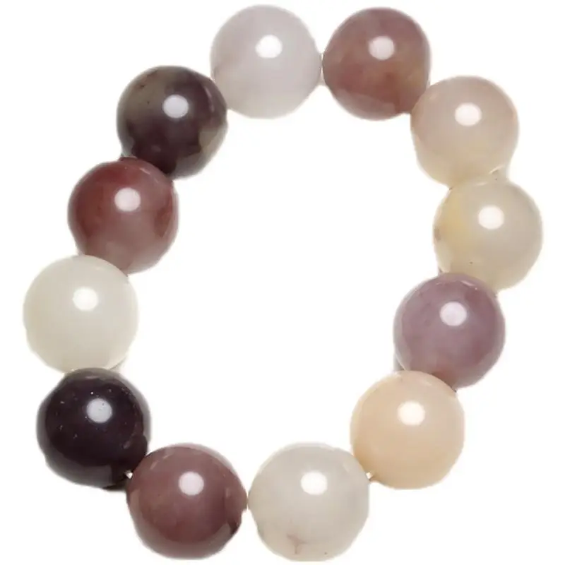 Natural Xinjiang Golden Silk Jade Violet Bead Bracelet for Men and Women