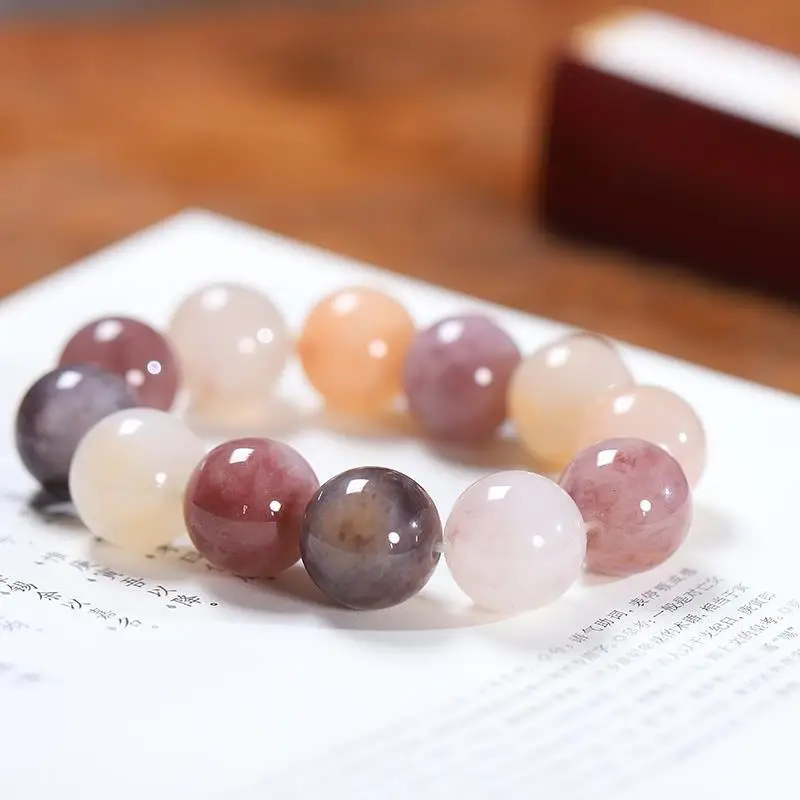 Natural Xinjiang Golden Silk Jade Violet Bead Bracelet for Men and Women — feature 5