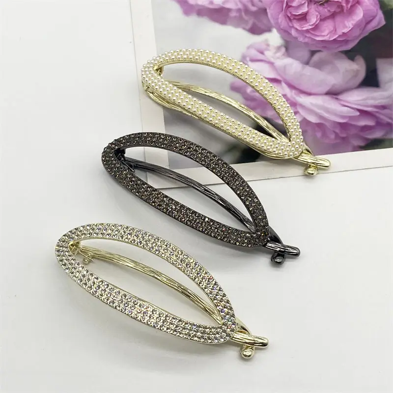 Rhinestone Metal Hairpin with Twist Clip and Frog Buckle - Image 4