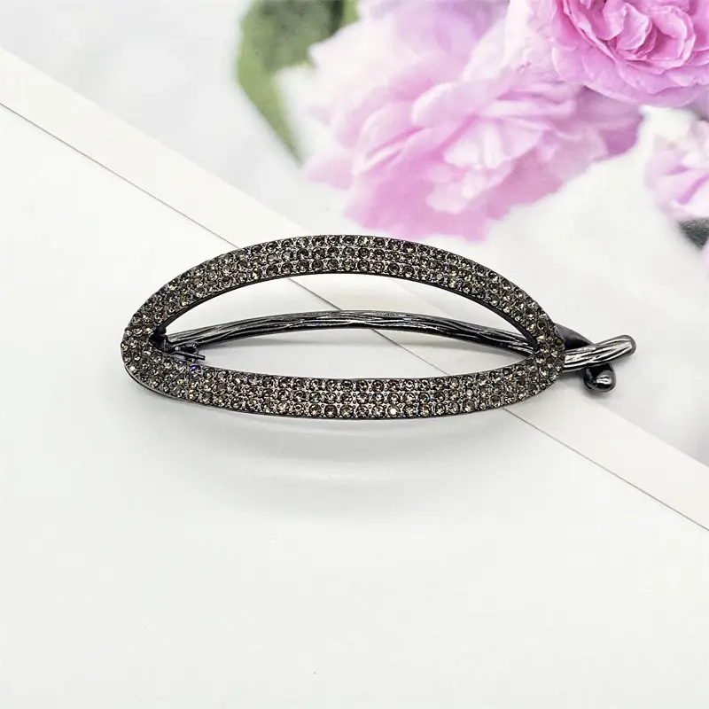 Rhinestone Metal Hairpin with Twist Clip and Frog Buckle - Image 3